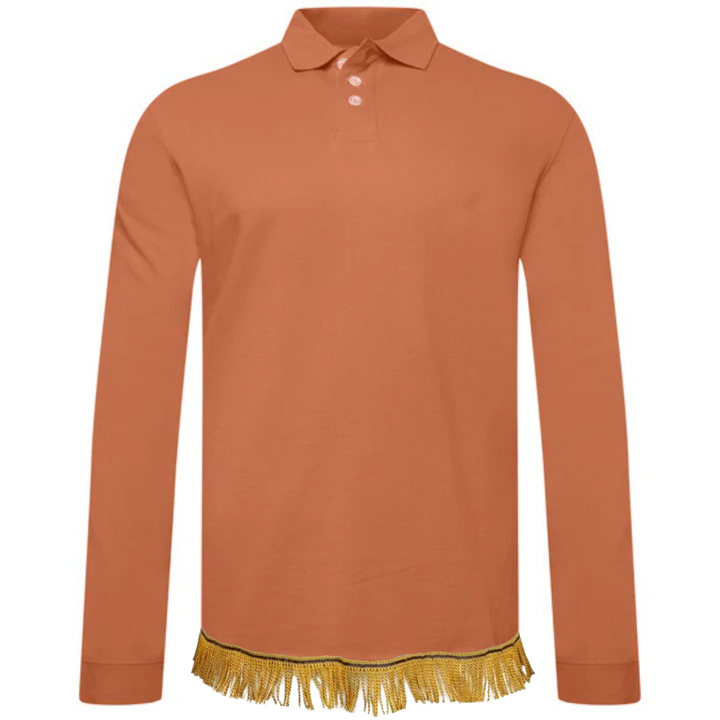 Cotton Long Sleeve Polo with Fringes (2 for $60/3 for $80) (8 Colors)