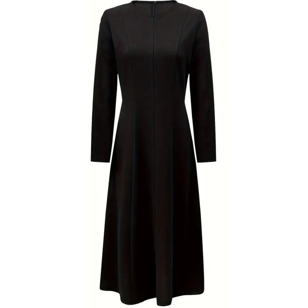 Black Long Sleeve Crew Neck Maxi Dress