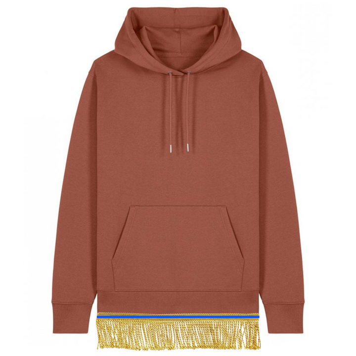 Men's Organic Cotton Pullover Hoodie with Fringes