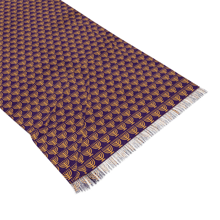 Purple/Gold Menorah Printed Scarf