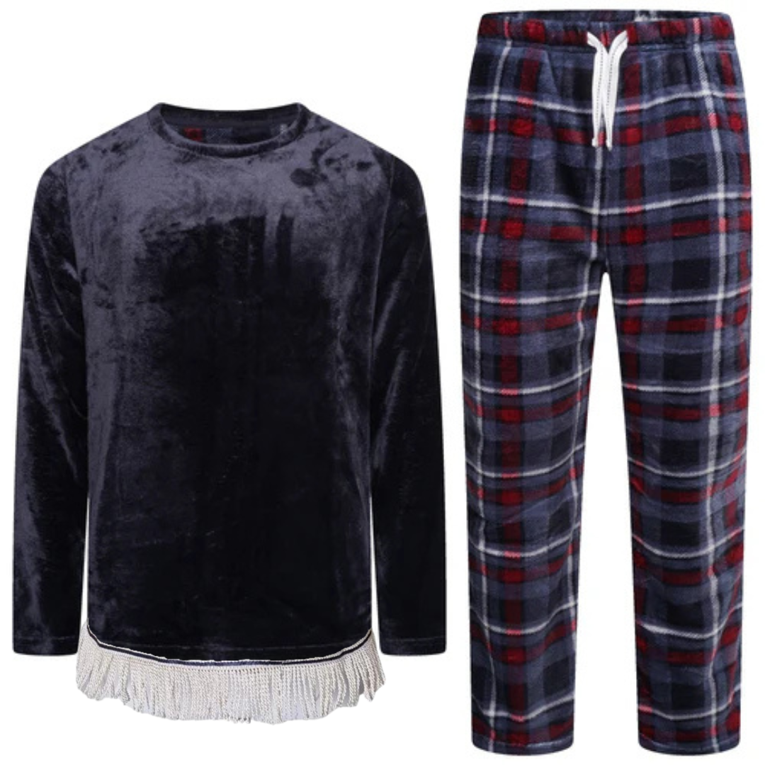 Men's Plush Lounge Set with Fringes