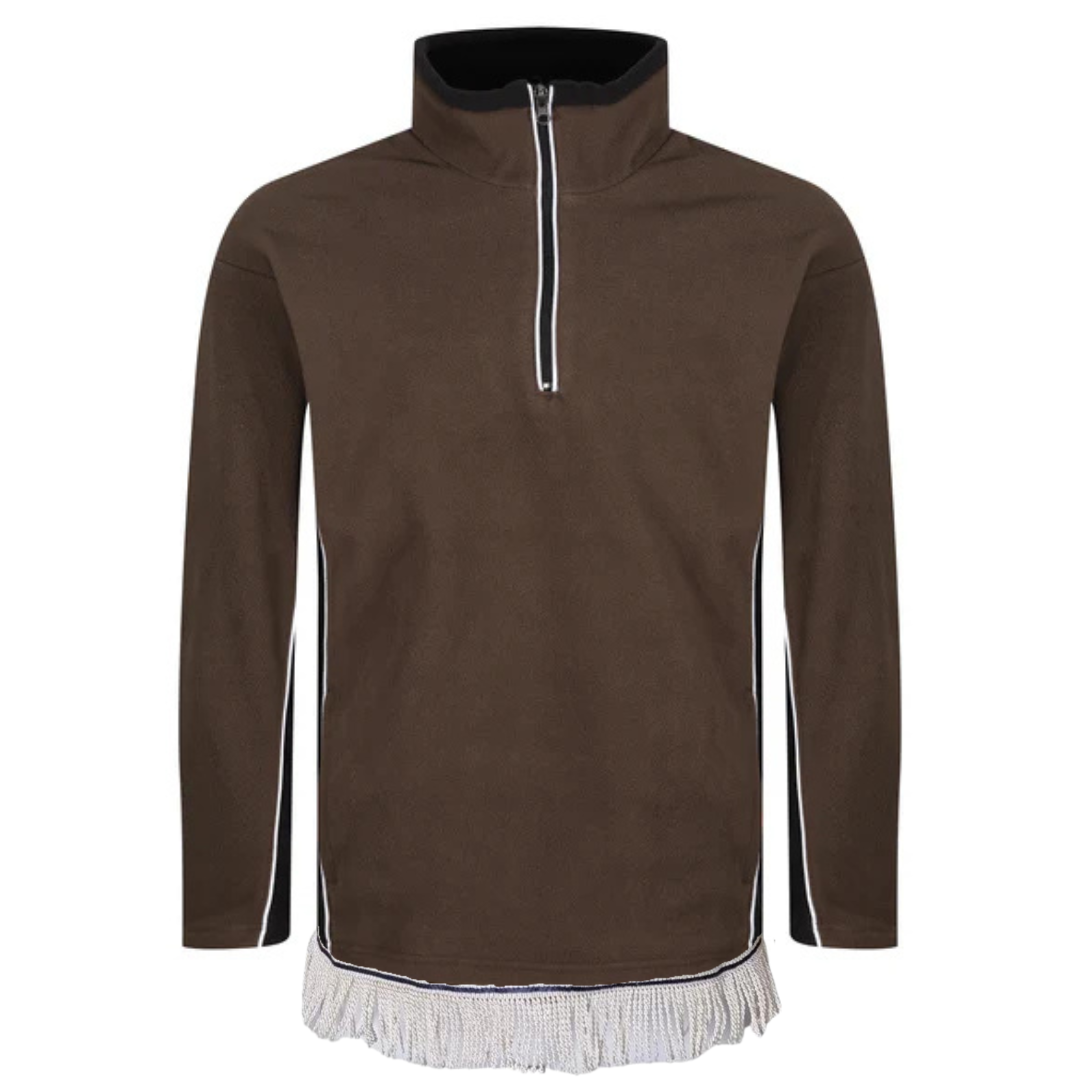 Men's Quarter Zip Fleece Top with Fringes