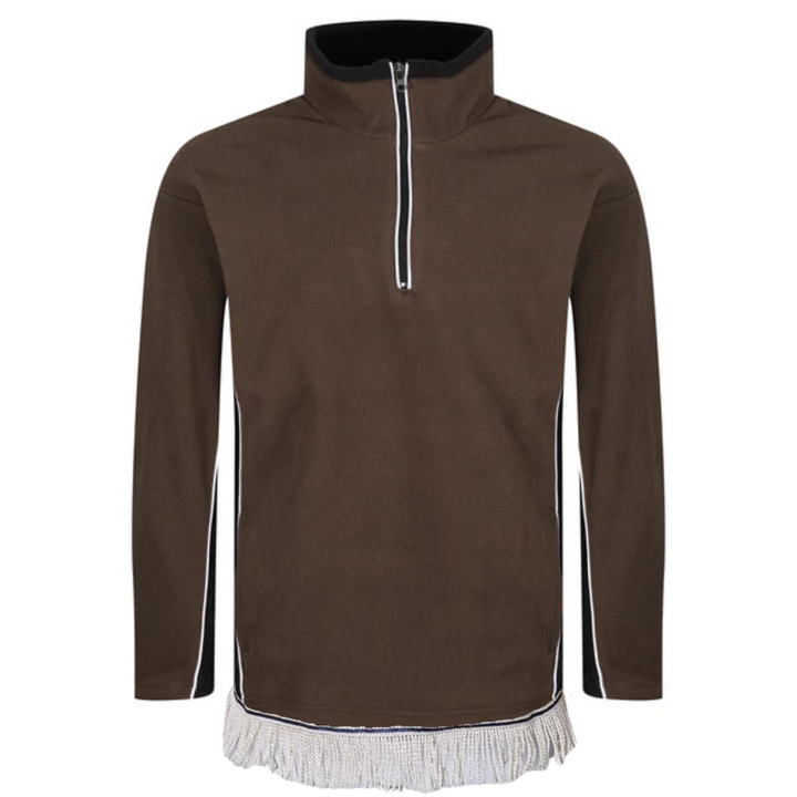 Men's Quarter Zip Fleece Top with Fringes