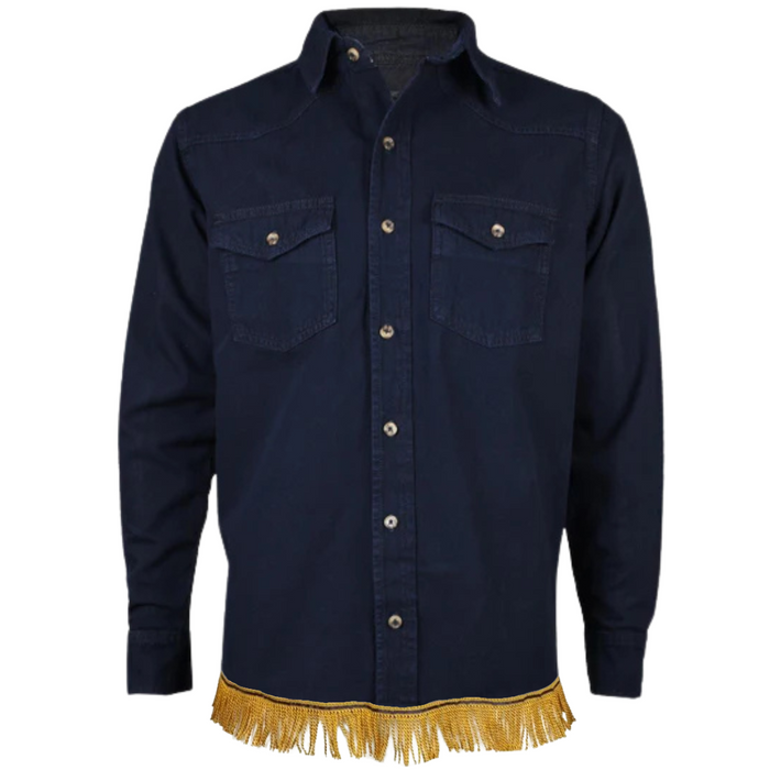 Men's Denim Long Sleeve Shirt with Fringes (BOGO)