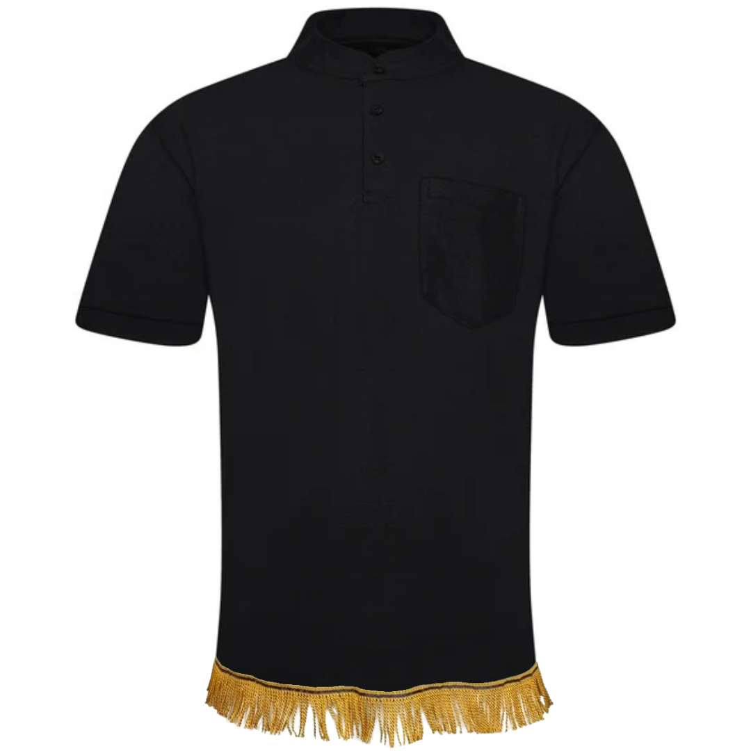 Men's Henley Collar Polo Shirt with Fringes