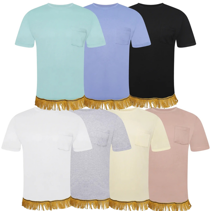 Crew Neck Pocket T-Shirt with Fringes