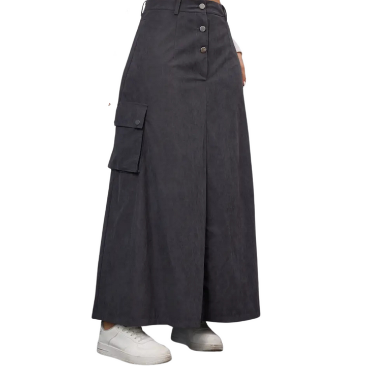 High Waist Corduroy Cargo Skirt with Pockets