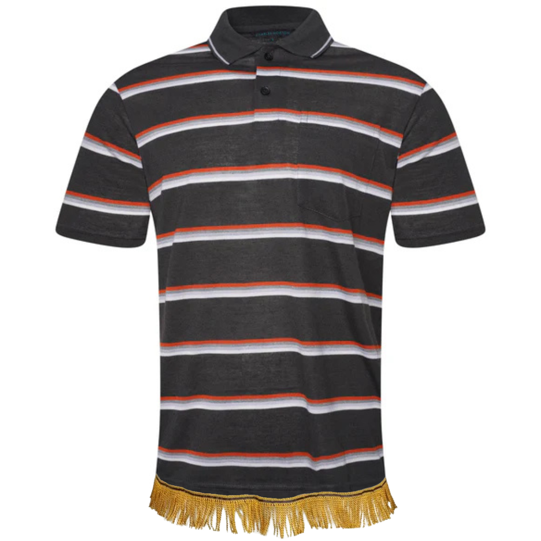 Men's Striped Polo Shirt with Fringes