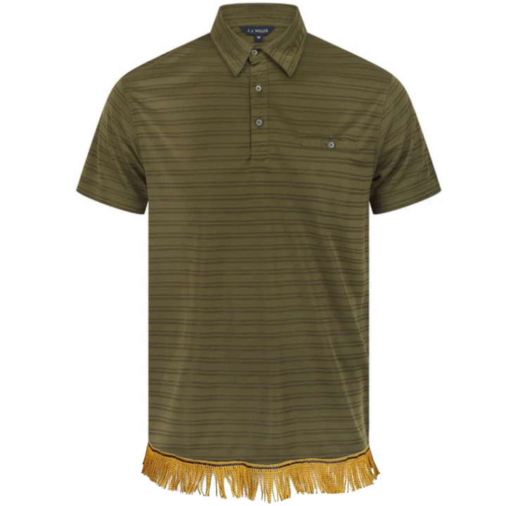 Lightweight Striped Polo Shirt with Fringes