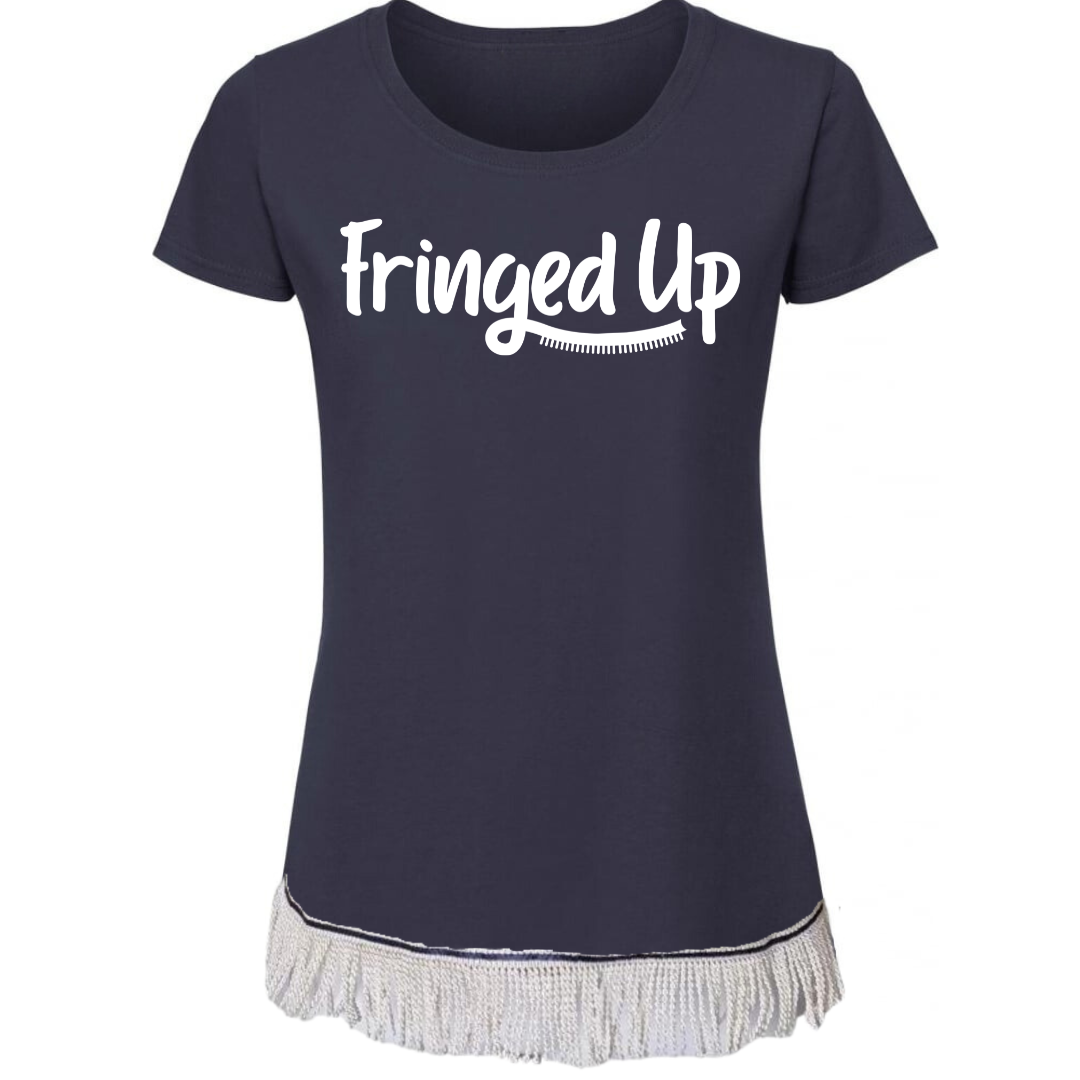 Fringed Up Women's T-Shirt with White Vinyl