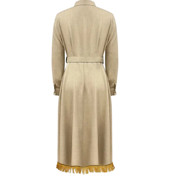 Long Sleeve Belted Maxi Shirt Dress