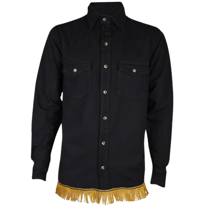 Men's Denim Long Sleeve Shirt with Fringes (BOGO)