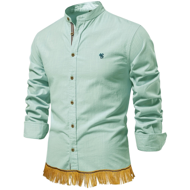 100% Cotton Button-Down Shirt with Fringes