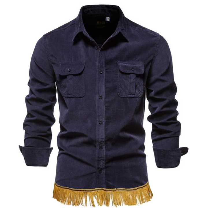 100% Cotton Corduroy Cargo Shirt with Fringes