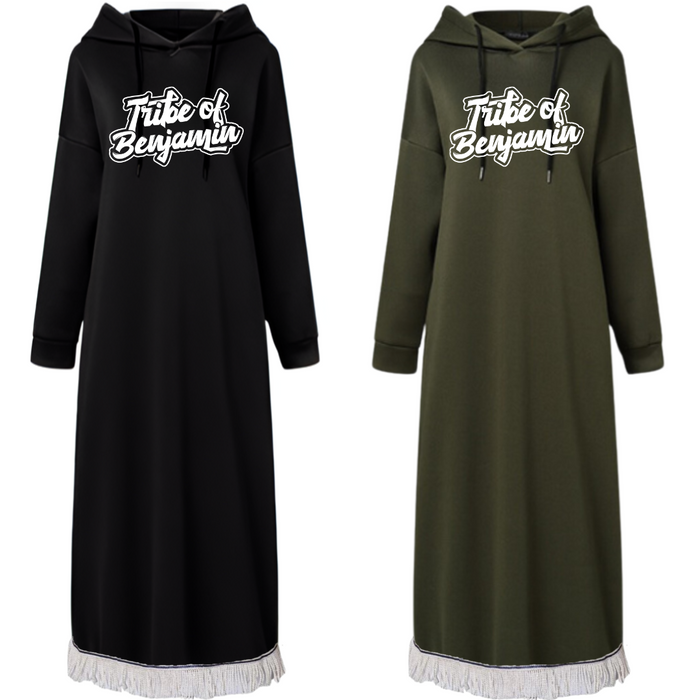 Tribe of Benjamin Hooded Sweatshirt Dress with Pockets