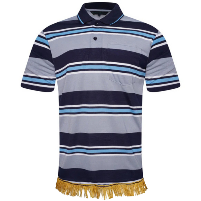 Men's Striped Polo Shirt with Fringes