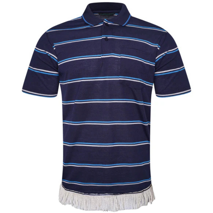 Men's Striped Polo Shirt with Fringes