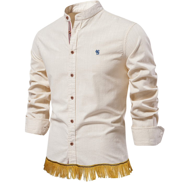 100% Cotton Button-Down Shirt with Fringes