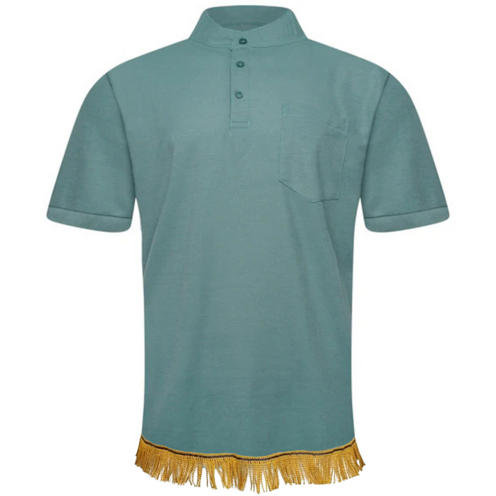 Men's Henley Collar Polo Shirt with Fringes