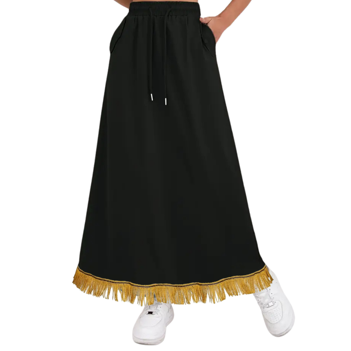 High-Waist Drawstring Cargo Maxi Skirt