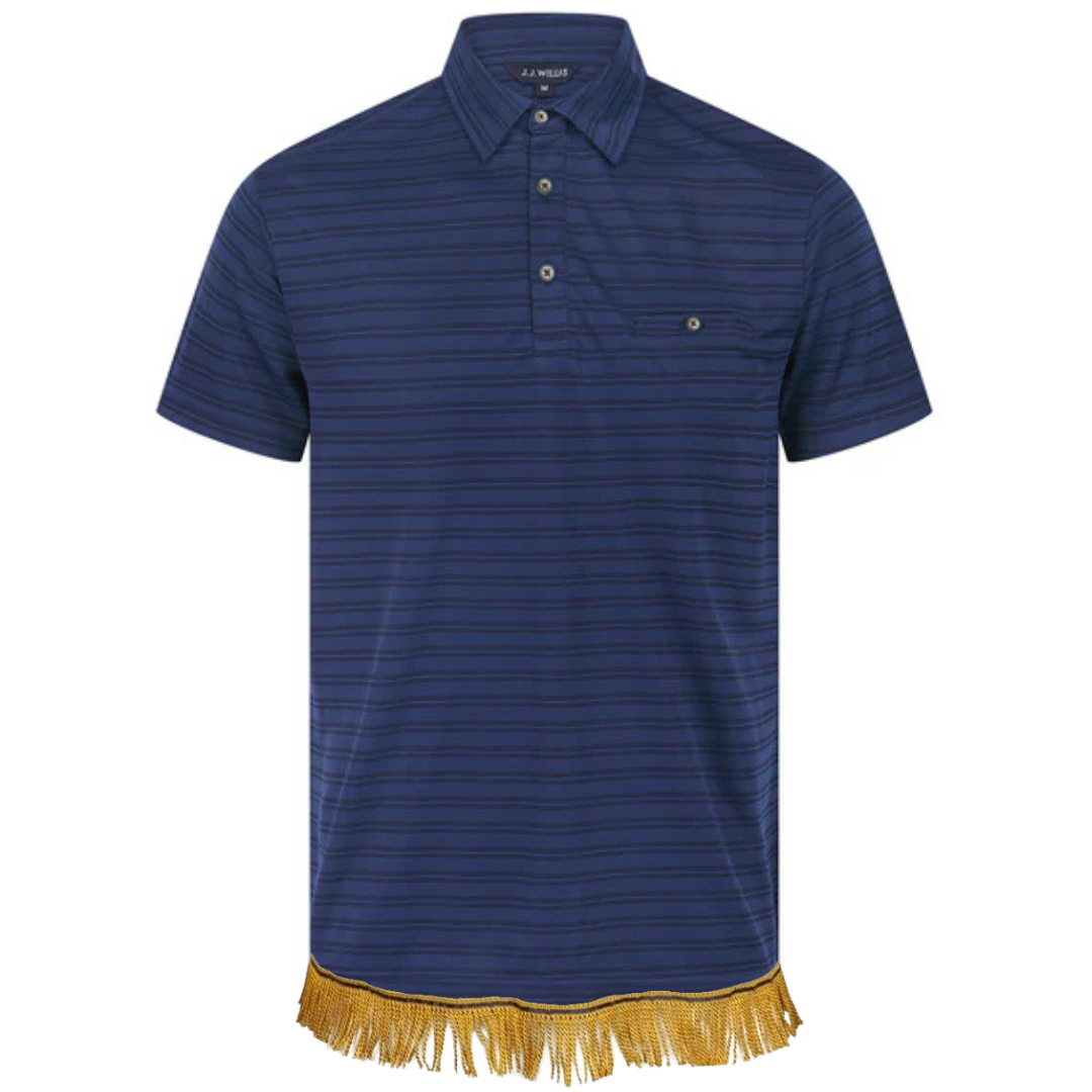 Lightweight Striped Polo Shirt with Fringes