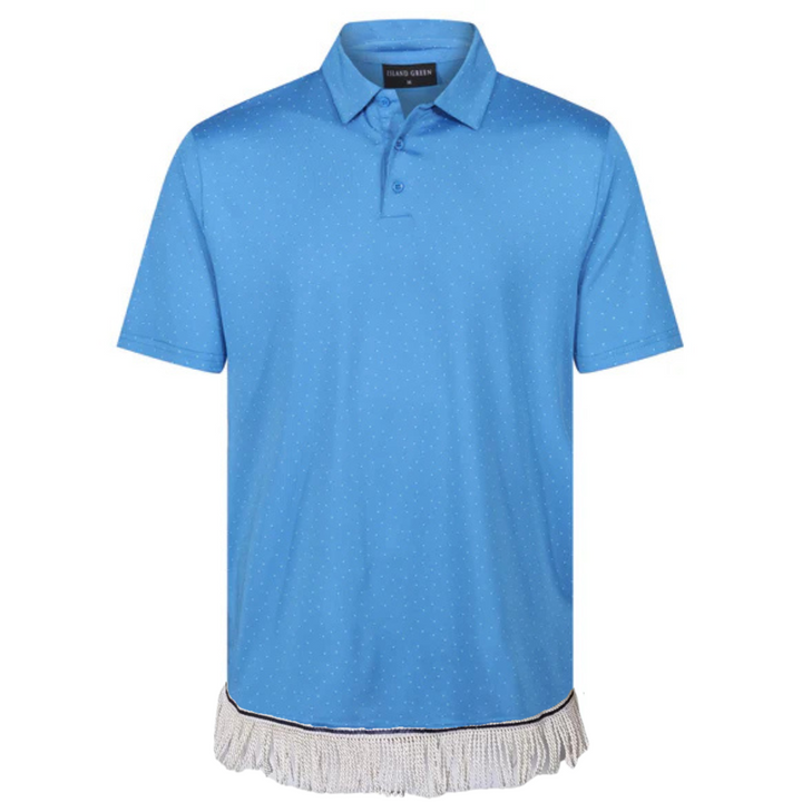 Men's Dot Print Polo Shirt with Fringes