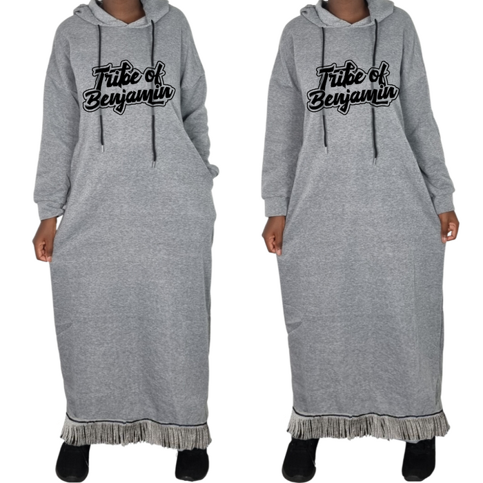 Tribe of Benjamin Hooded Sweatshirt Dress with Pockets