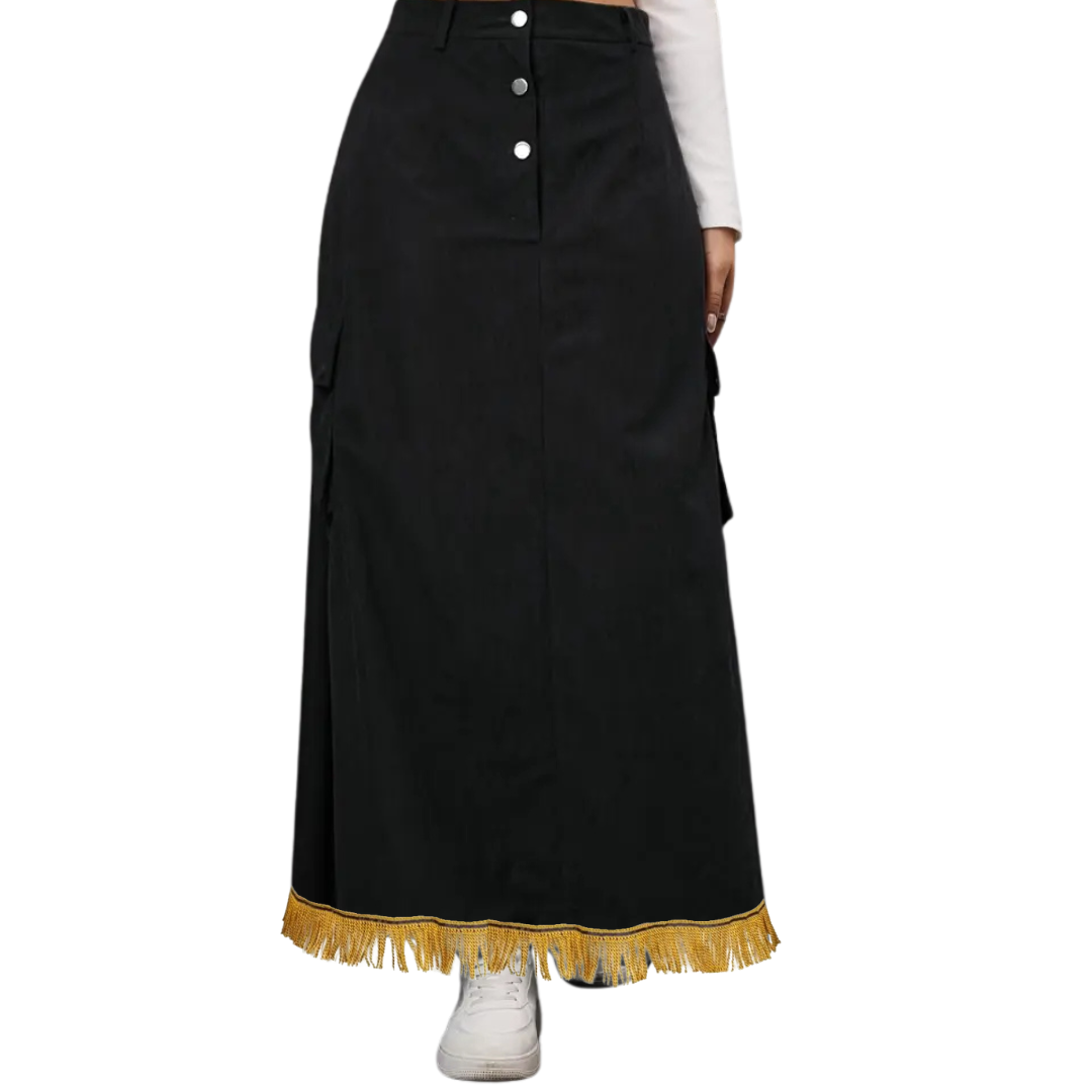 High Waist Corduroy Cargo Skirt with Pockets