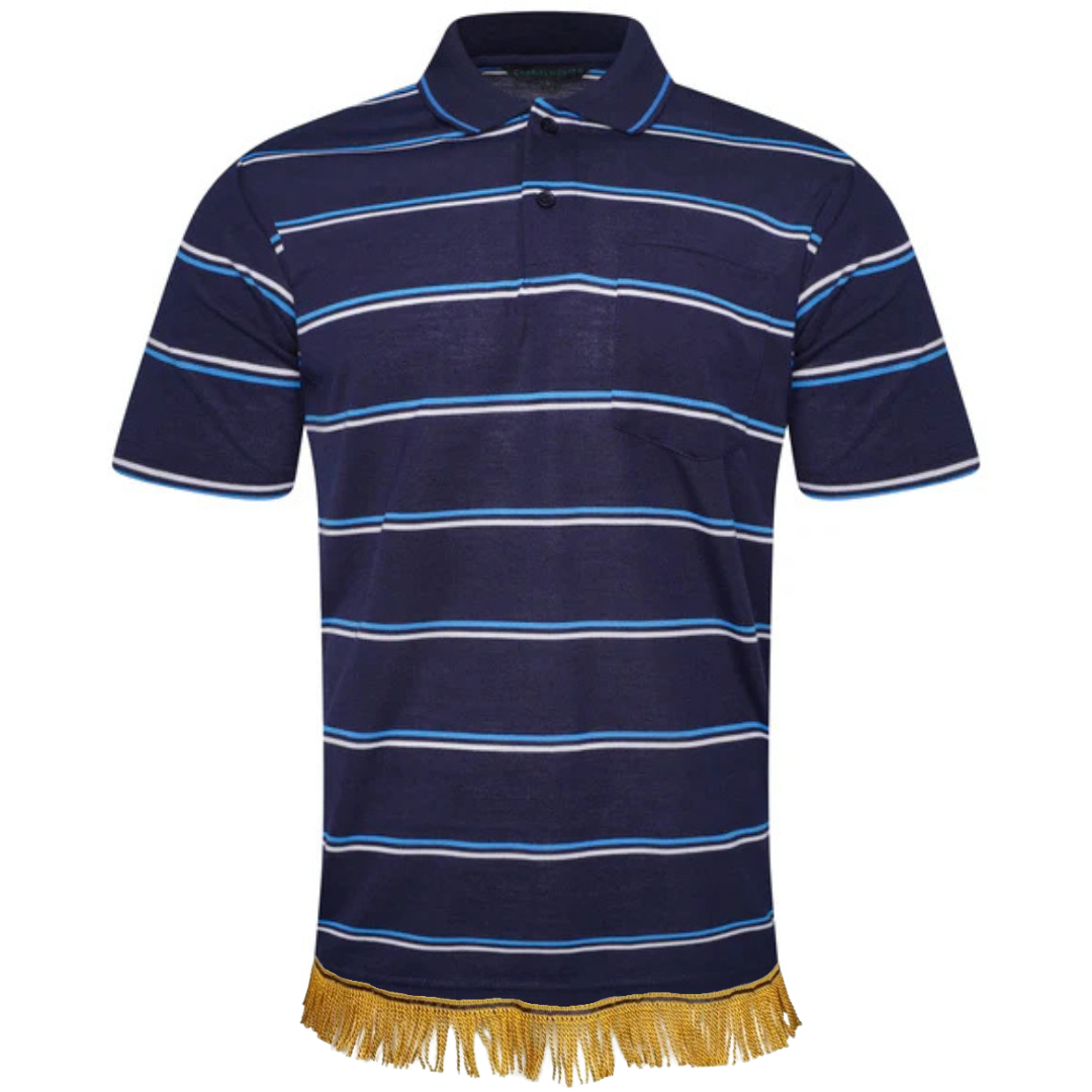 Men's Striped Polo Shirt with Fringes