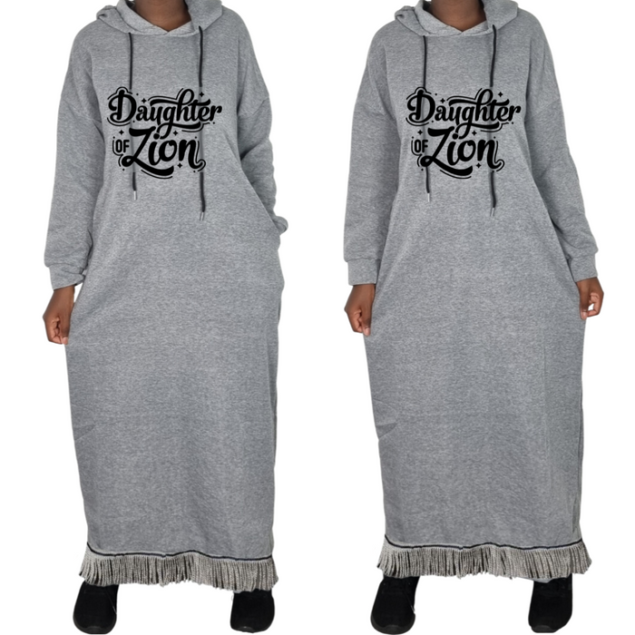 Daughter of Zion Hooded Sweatshirt Dress with Pockets