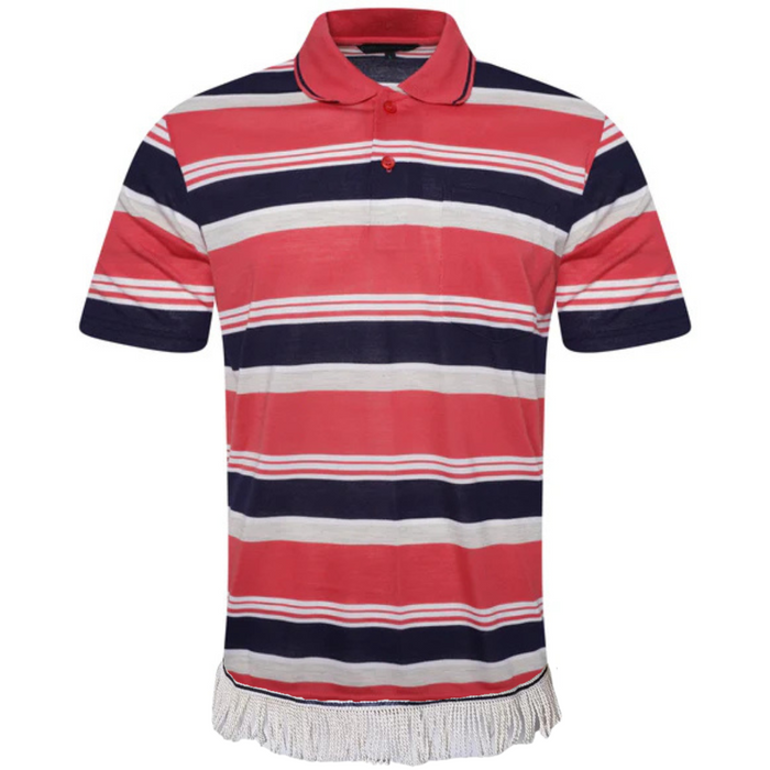 Men's Striped Polo Shirt with Fringes