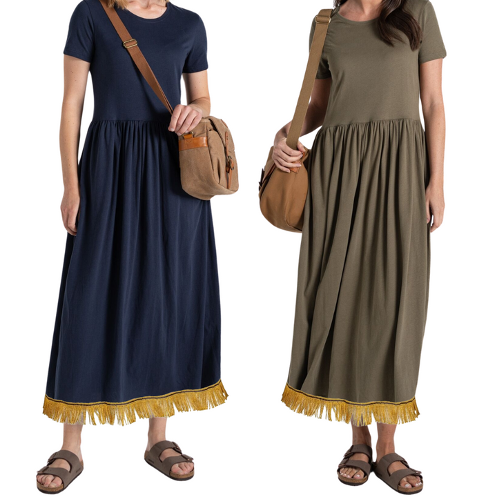 Organic Cotton Midi Dress with Pockets