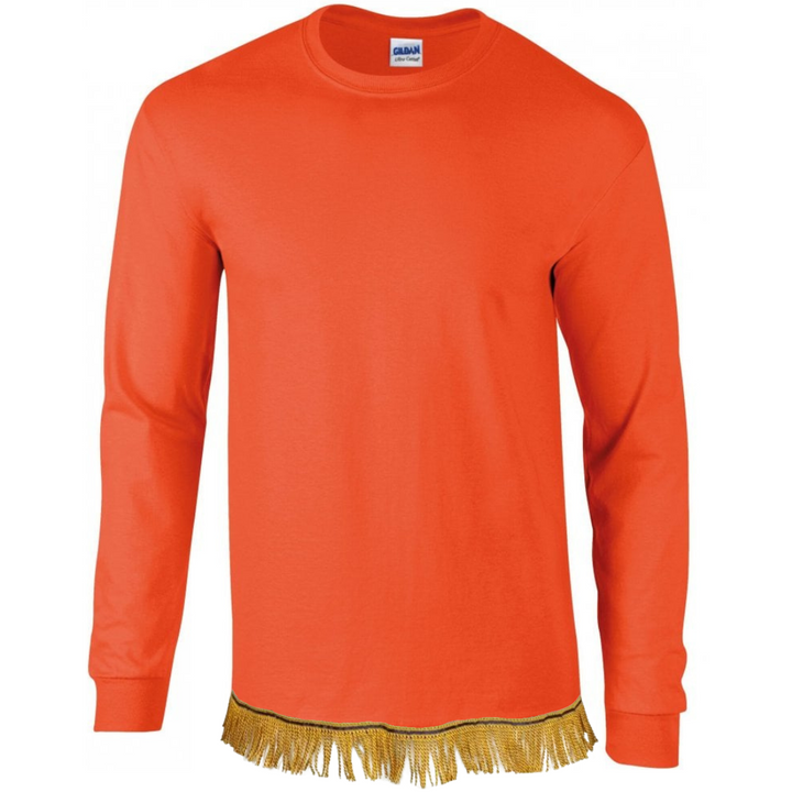 Men's Plain Long Sleeve T-Shirt with Fringes