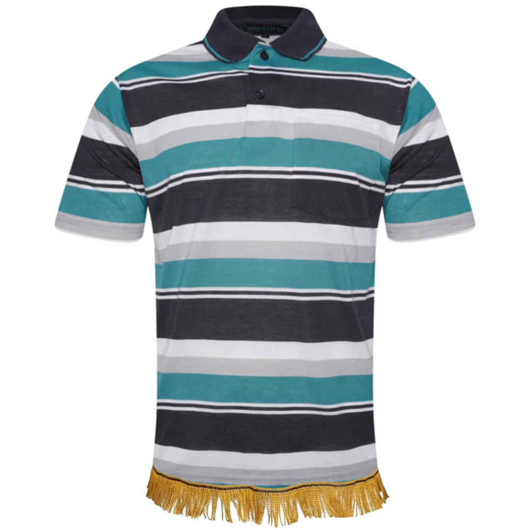 Men's Striped Polo Shirt with Fringes