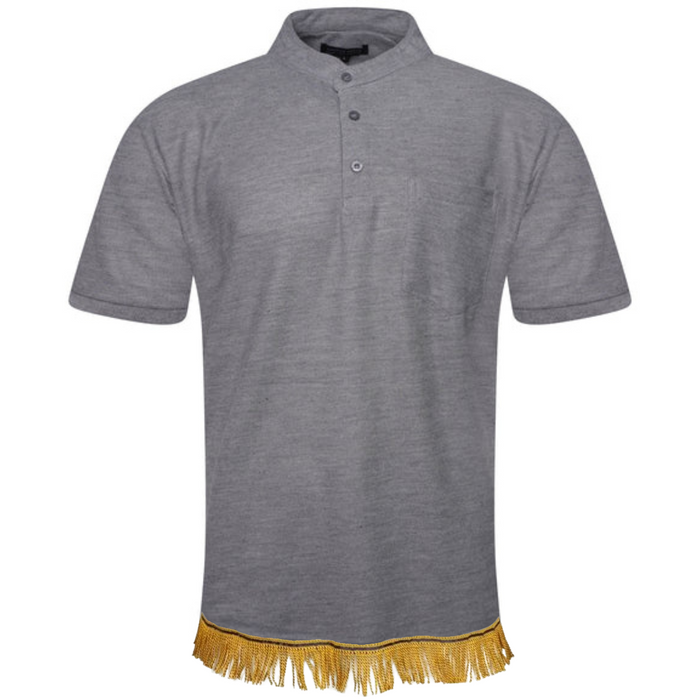 Men's Henley Collar Polo Shirt with Fringes