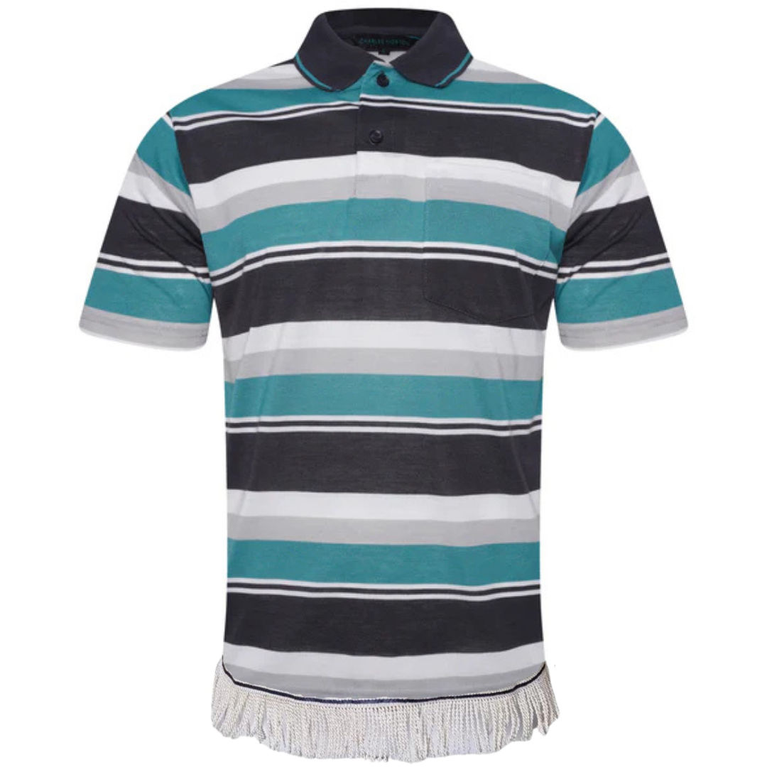 Men's Striped Polo Shirt with Fringes