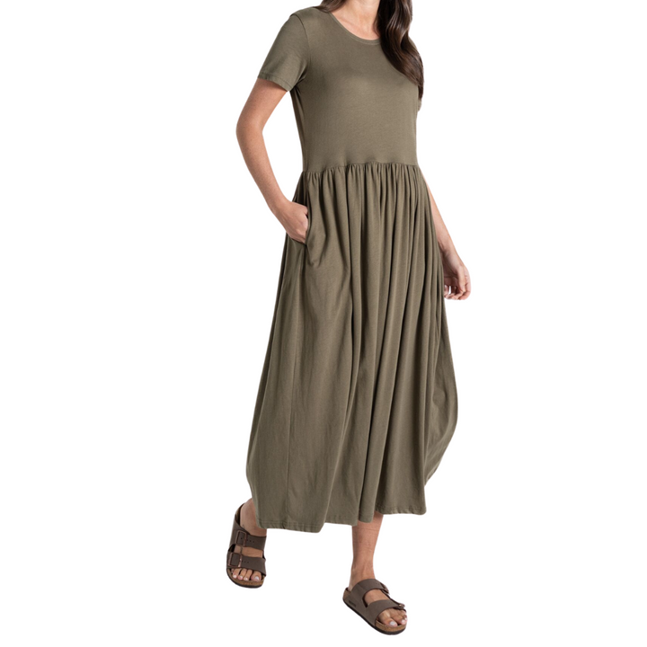 Organic Cotton Midi Dress with Pockets