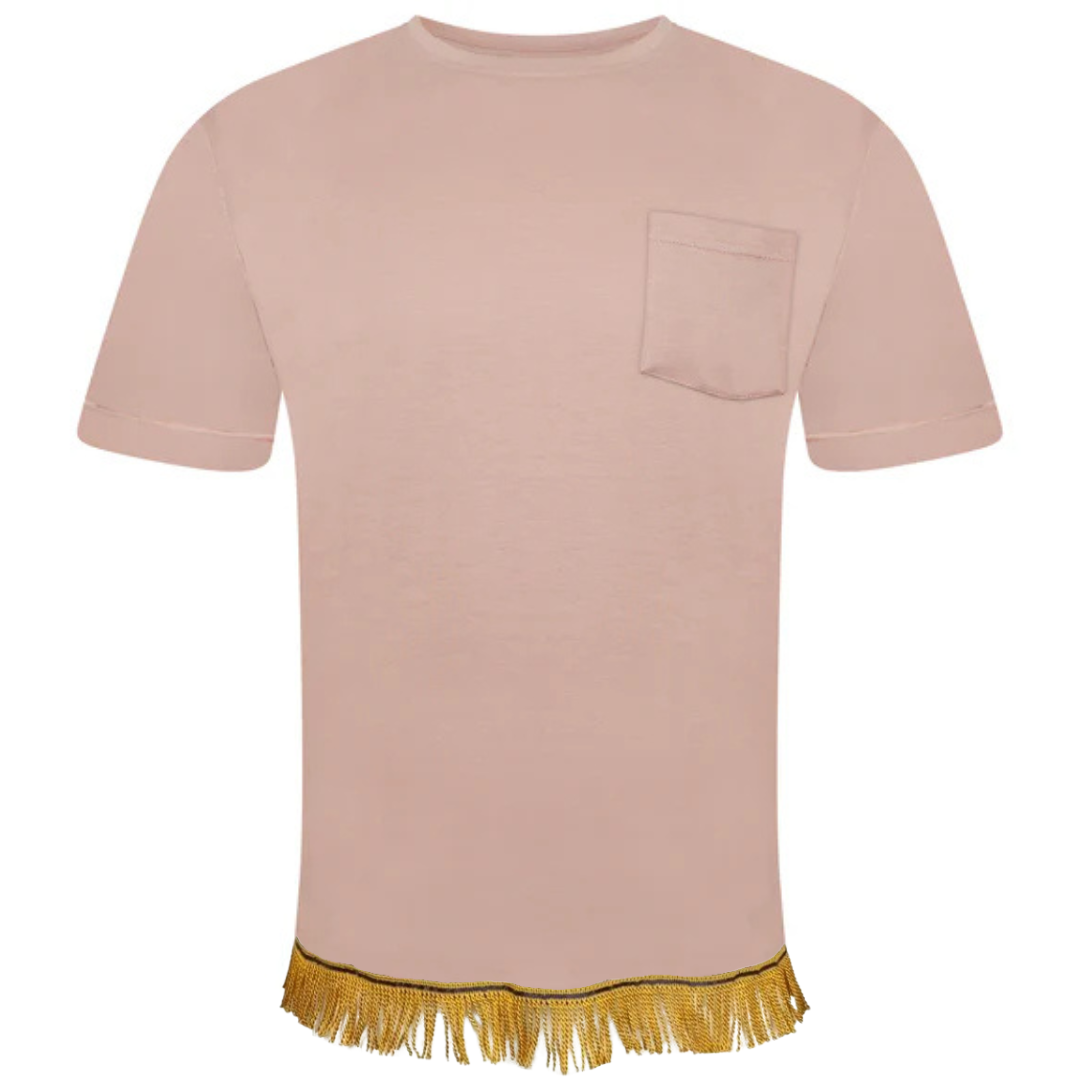 Crew Neck Pocket T-Shirt with Fringes