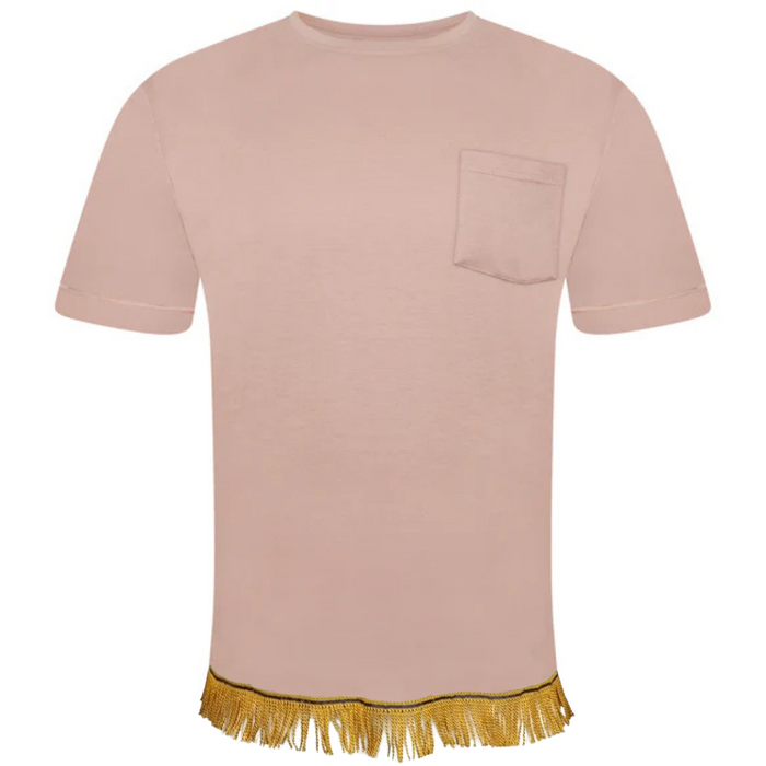 Crew Neck Pocket T-Shirt with Fringes