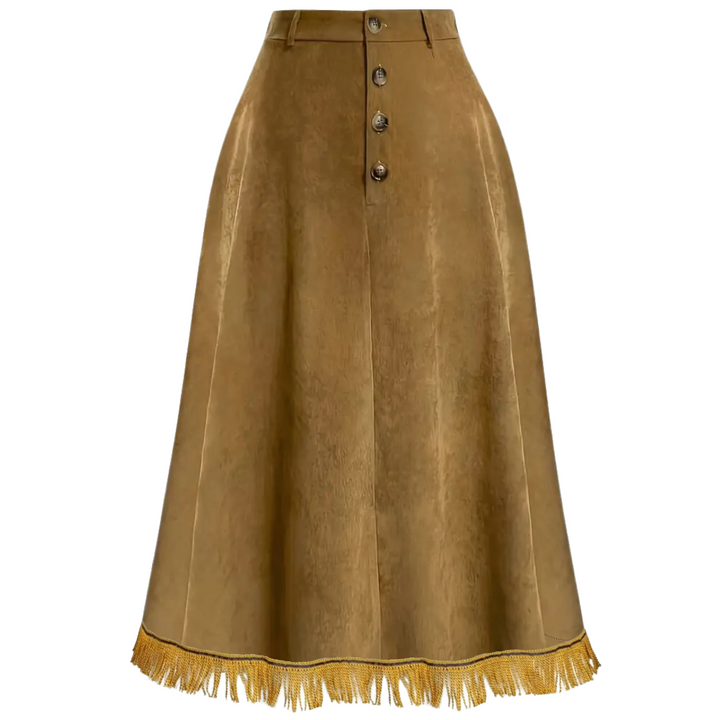 Corduroy Button Front A-Line Midi Skirt (PLUS SIZE)