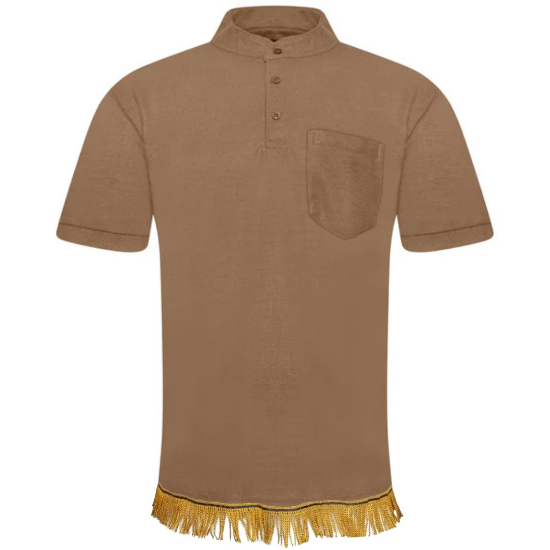 Men's Henley Collar Polo Shirt with Fringes