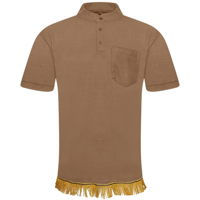 Men's Henley Collar Polo Shirt with Fringes