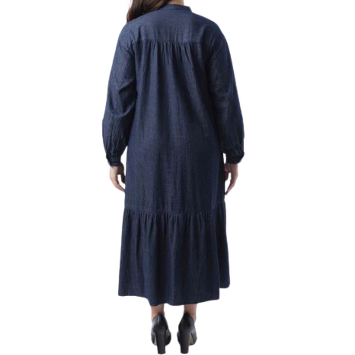 100% Cotton Layered Denim Dress with Pockets