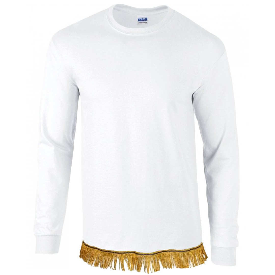 Men's Plain Long Sleeve T-Shirt with Fringes