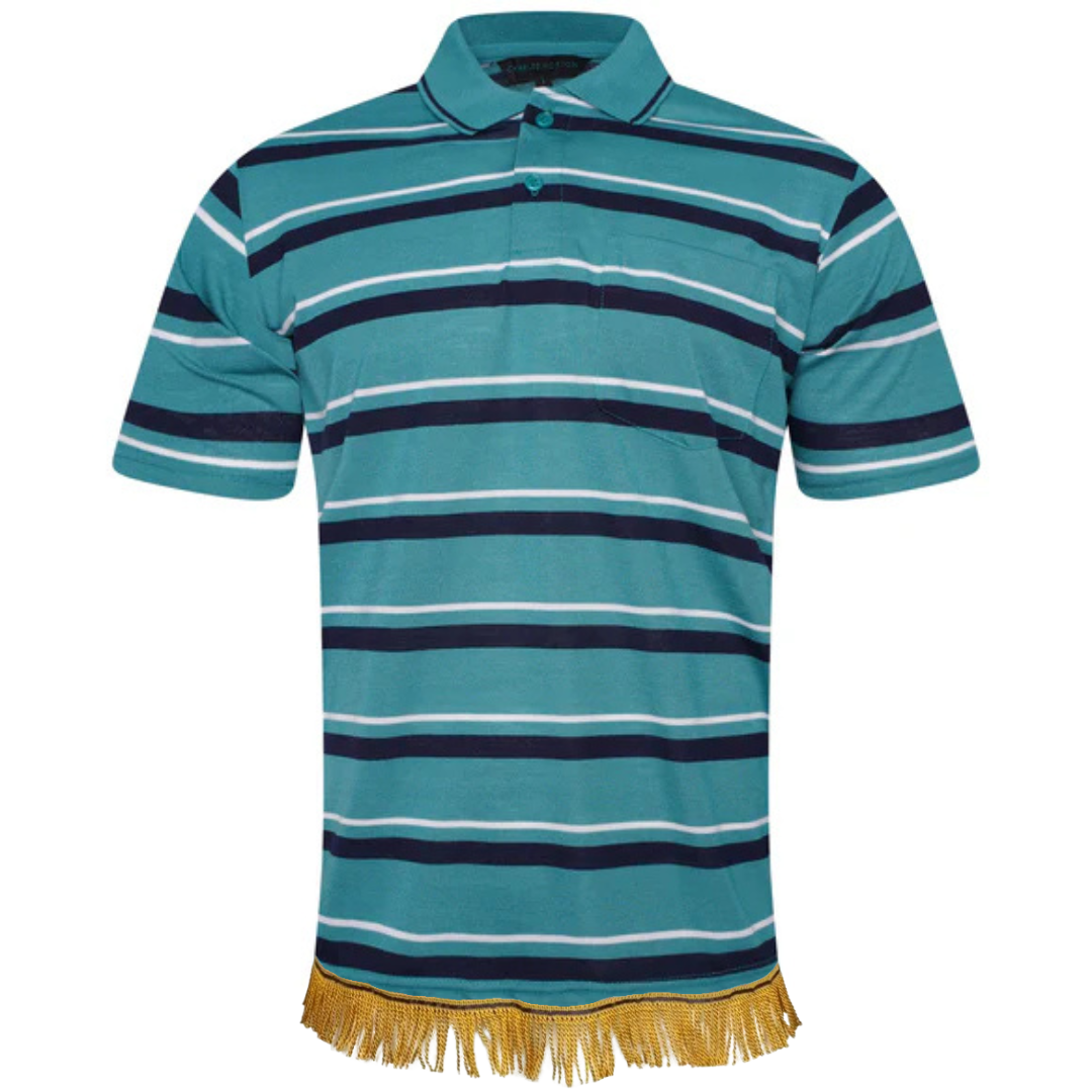 Men's Striped Polo Shirt with Fringes