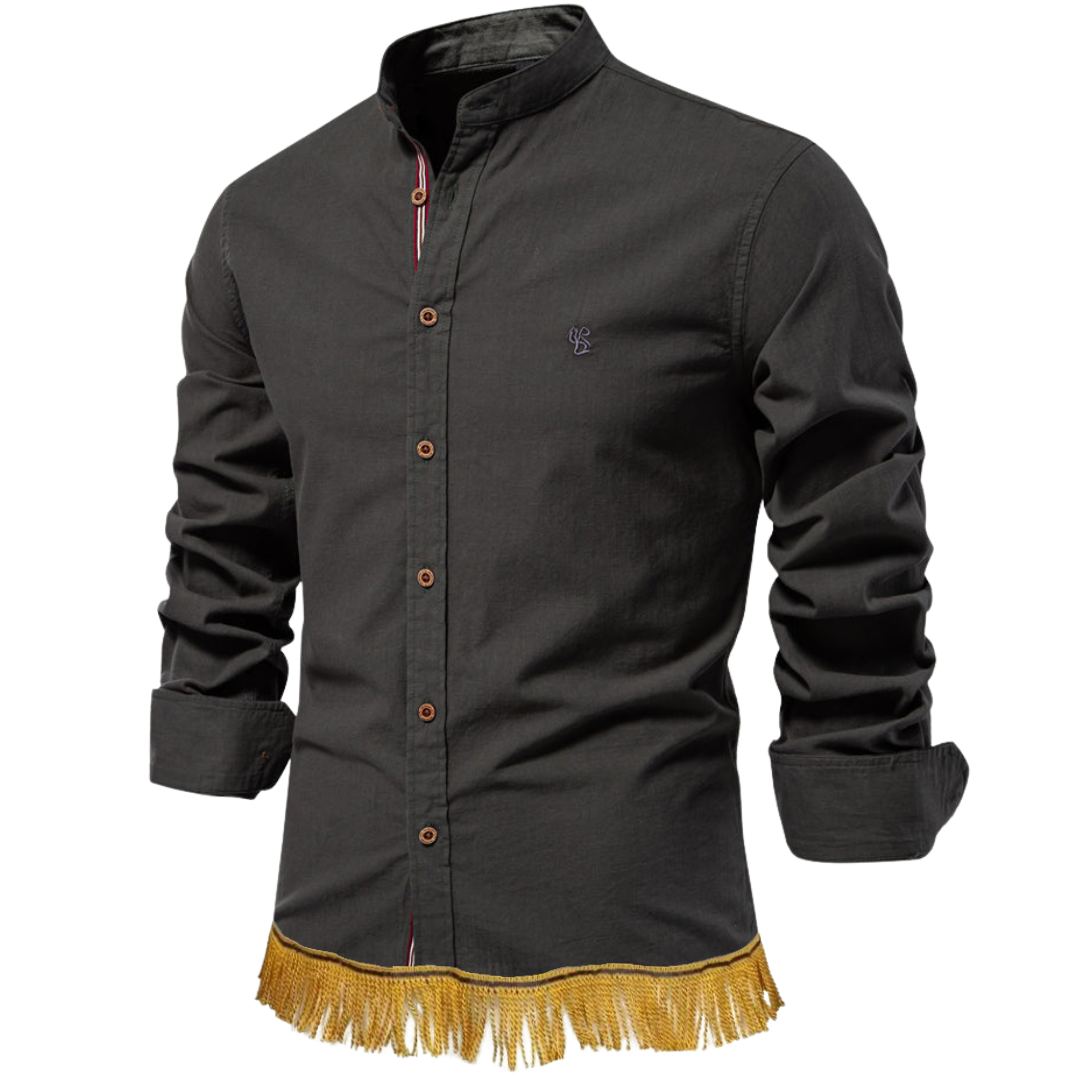 100% Cotton Button-Down Shirt with Fringes