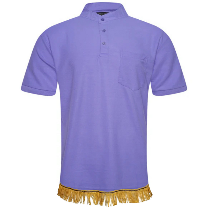 Men's Henley Collar Polo Shirt with Fringes