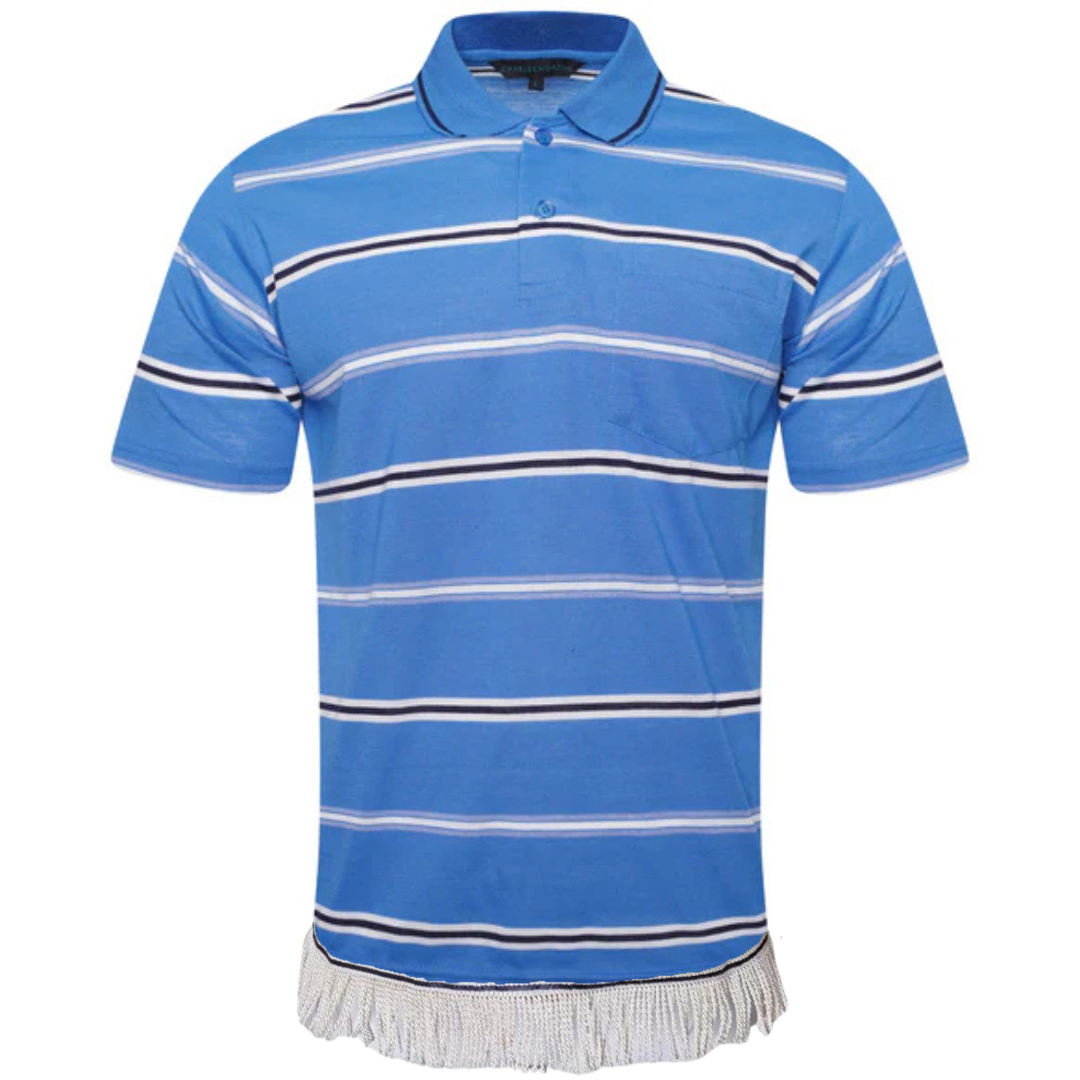 Men's Striped Polo Shirt with Fringes