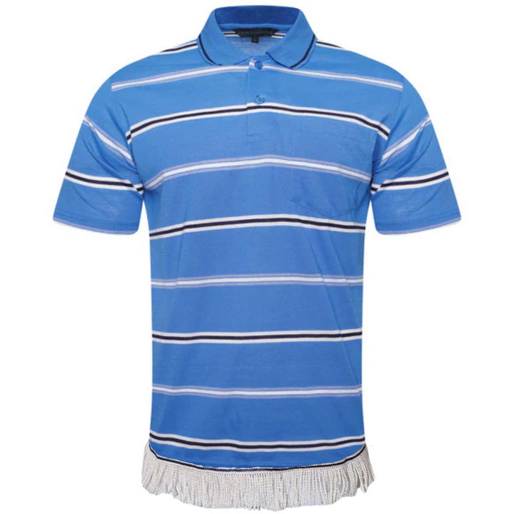 Men's Striped Polo Shirt with Fringes