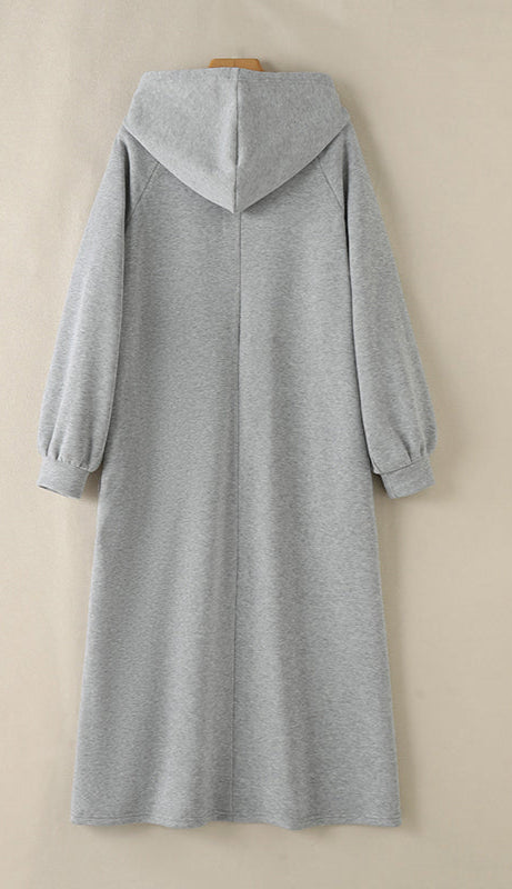 Button Front Hooded Sweatshirt Dress with Pockets